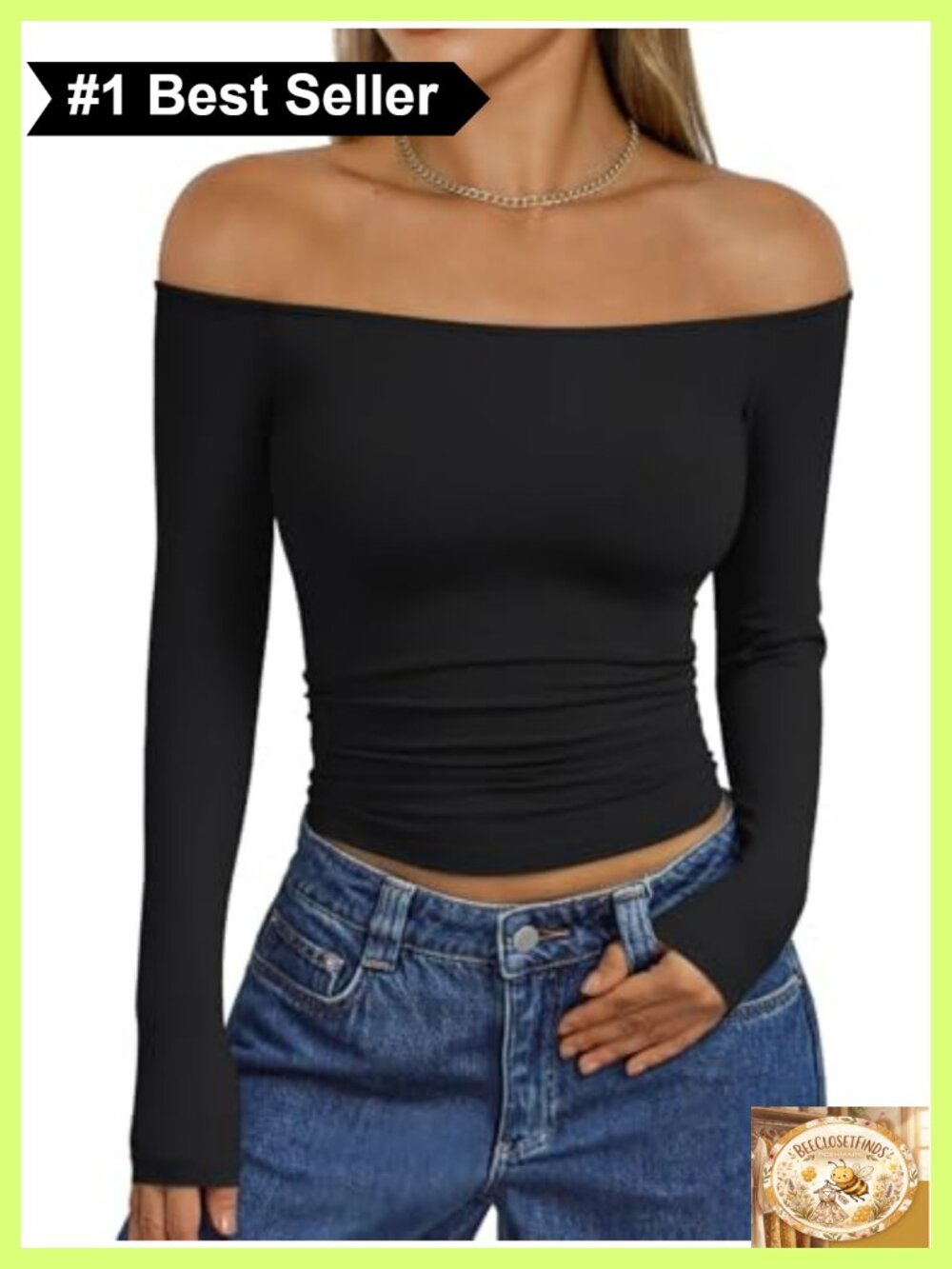 Off Shoulder Long Sleeve Top Slim Fit Y2K Sexy Going Out Tee